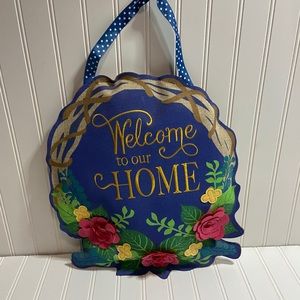 Welcome to our Home Burlap Door Hanger
